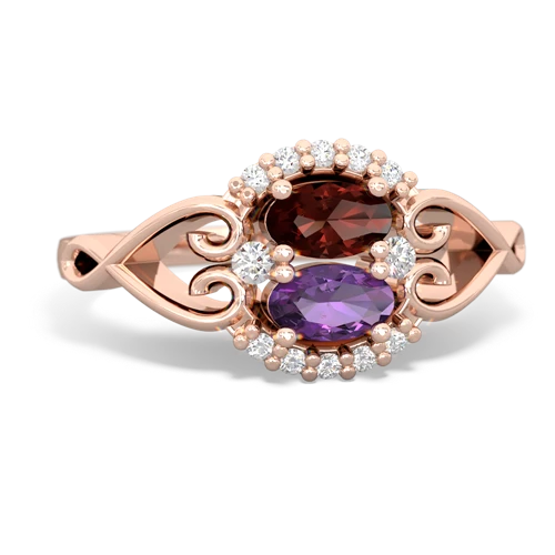 Garnet Genuine Garnet with Genuine Amethyst Love Nest ring Ring