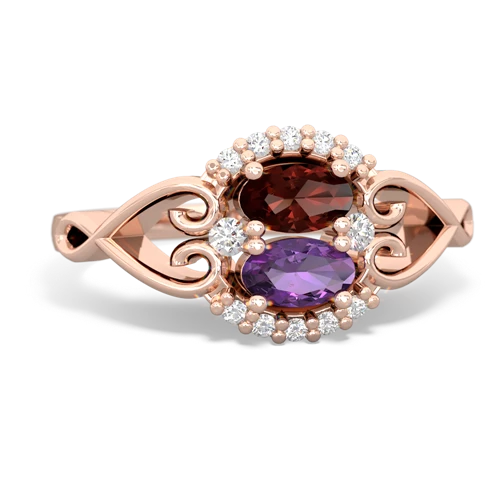 garnet-amethyst antique keepsake ring