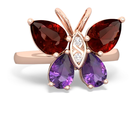 garnet-amethyst butterfly ring