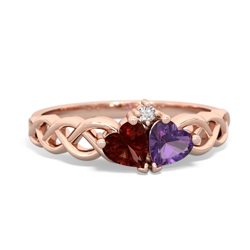 garnet-amethyst celtic braid ring