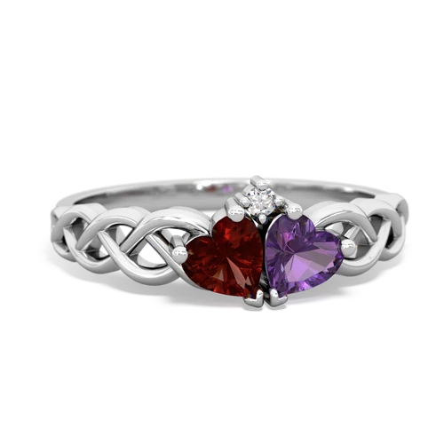 garnet-amethyst celtic braid ring