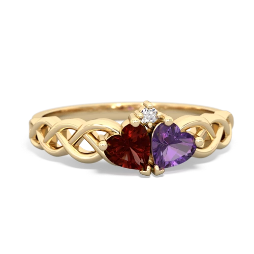 garnet-amethyst celtic braid ring