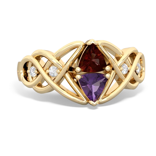 garnet-amethyst celtic knot ring