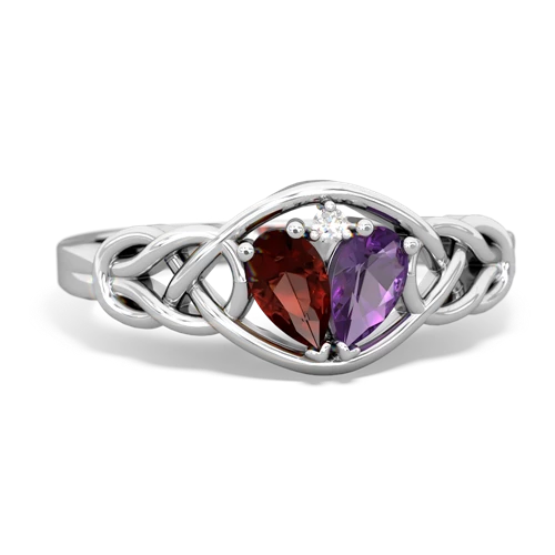 garnet-amethyst celtic knot ring