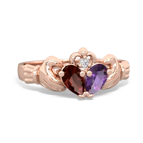 Garnet Genuine Garnet with Genuine Amethyst Claddagh ring Ring
