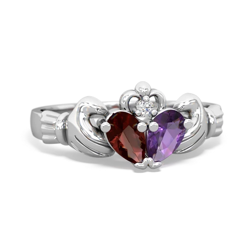 garnet-amethyst claddagh ring