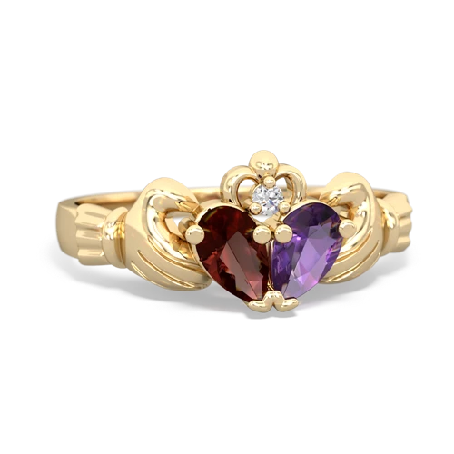 garnet-amethyst claddagh ring