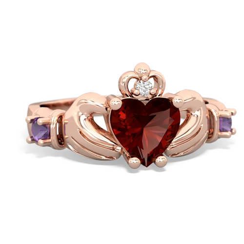 Garnet Genuine Garnet with Genuine Amethyst and Lab Created Pink Sapphire Claddagh ring Ring