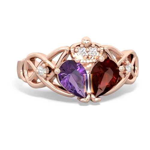 garnet-amethyst claddagh ring