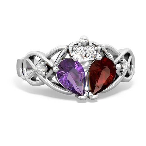 garnet-amethyst claddagh ring