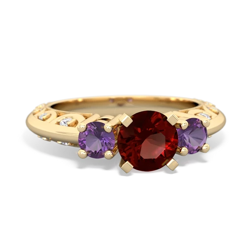 Garnet Genuine Garnet with Genuine Amethyst Art Deco ring Ring