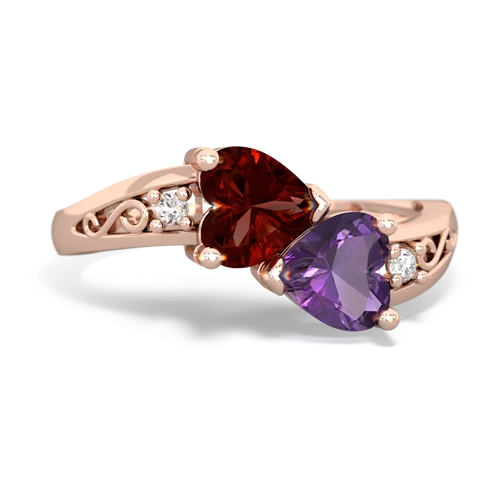 garnet-amethyst filligree ring