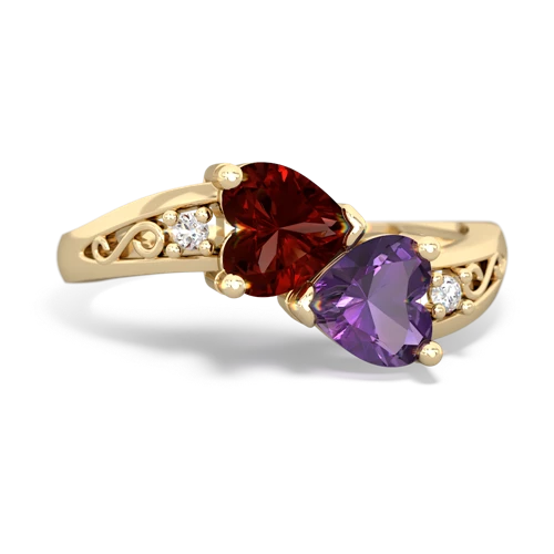 garnet-amethyst filligree ring