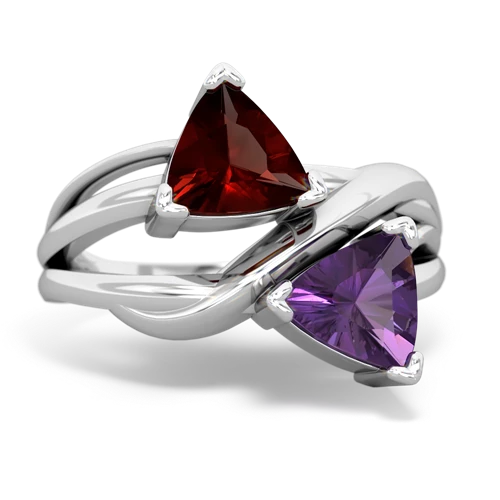 Garnet Genuine Garnet with Genuine Amethyst Split Band Swirl ring Ring