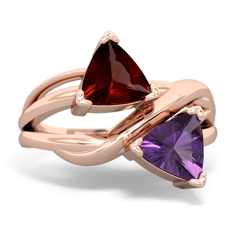 garnet-amethyst filligree ring