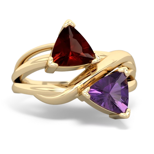 garnet-amethyst filligree ring