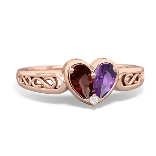 garnet-amethyst filligree ring