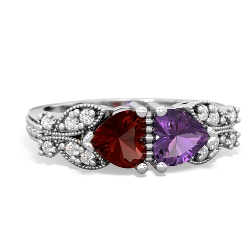 garnet-amethyst keepsake butterfly ring