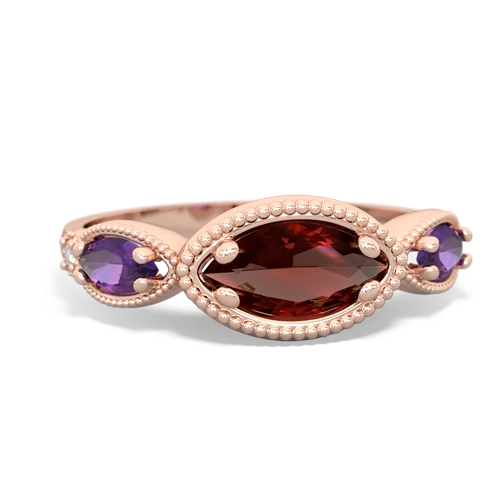 garnet-amethyst milgrain marquise ring