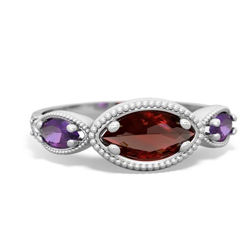 garnet-amethyst milgrain marquise ring