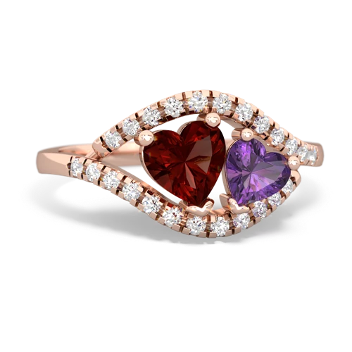 garnet-amethyst mother child ring