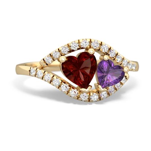 garnet-amethyst mother child ring