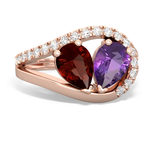 garnet-amethyst pave heart ring