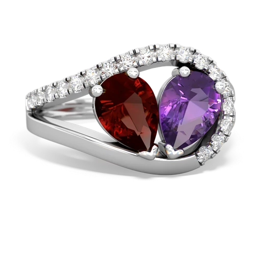 garnet-amethyst pave heart ring