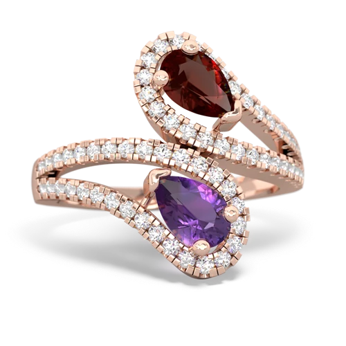 garnet-amethyst pave swirls ring