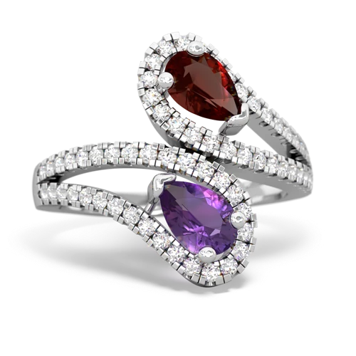 garnet-amethyst pave swirls ring