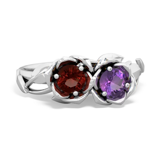 garnet-amethyst roses ring