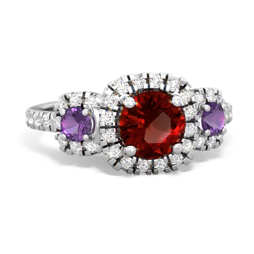 garnet-amethyst three stone regal ring