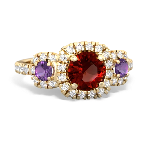 garnet-amethyst three stone regal ring