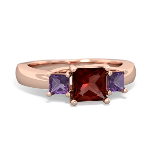 Garnet Genuine Garnet with Genuine Amethyst and Lab Created Pink Sapphire Three Stone Trellis ring Ring