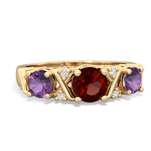 Garnet Genuine Garnet with Genuine Amethyst and Lab Created Pink Sapphire Hugs and Kisses ring Ring