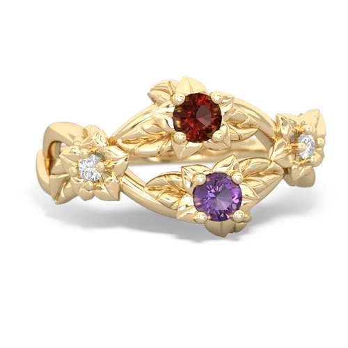 Garnet Genuine Garnet with Genuine Amethyst Sparkling Bouquet ring Ring