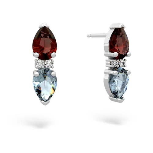 garnet-aquamarine bowtie earrings