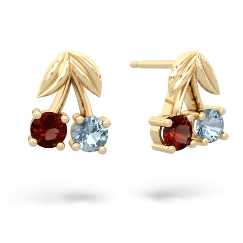 garnet-aquamarine cherries earrings