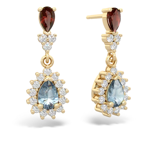 garnet-aquamarine dangle earrings