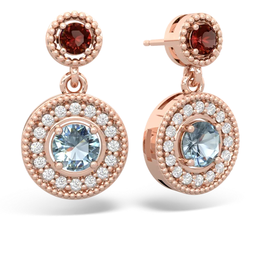 garnet-aquamarine halo earrings