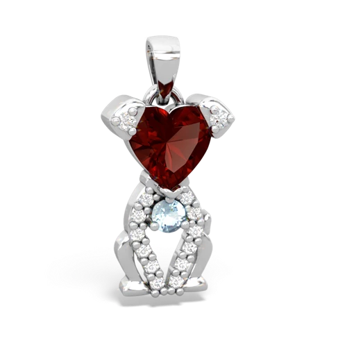 garnet-aquamarine birthstone puppy pendant