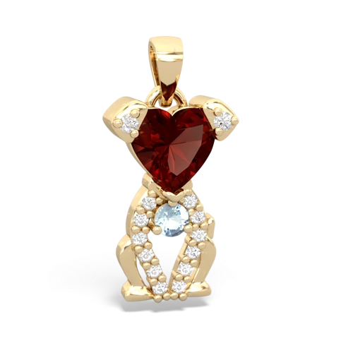 garnet-aquamarine birthstone puppy pendant