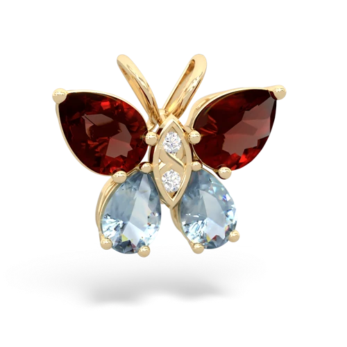 garnet-aquamarine butterfly pendant