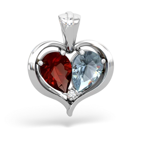 garnet-aquamarine half heart whole pendant