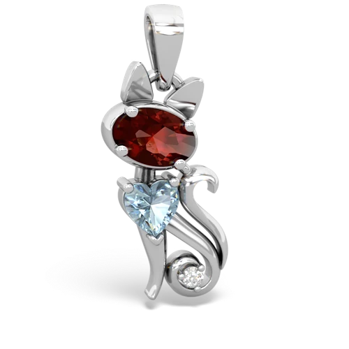 garnet-aquamarine kitten pendant