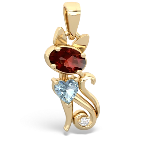 garnet-aquamarine kitten pendant