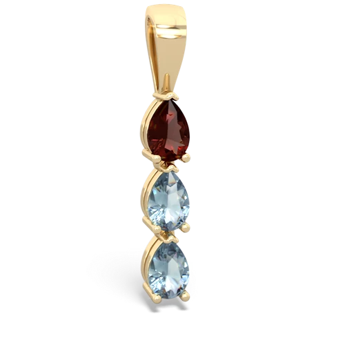 garnet-aquamarine three stone pendant