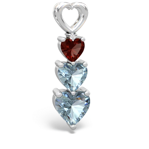 garnet-aquamarine three stone pendant