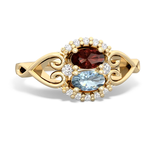 garnet-aquamarine antique keepsake ring