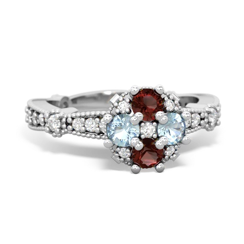 garnet-aquamarine art deco engagement ring